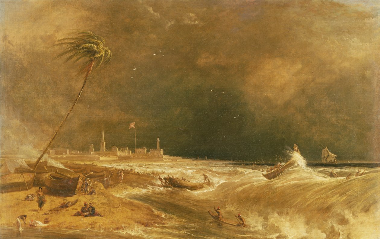 Madras, nebo Fort St. George, v Bengálském zálivu - Squall Passing Off, 1833 od William Daniell
