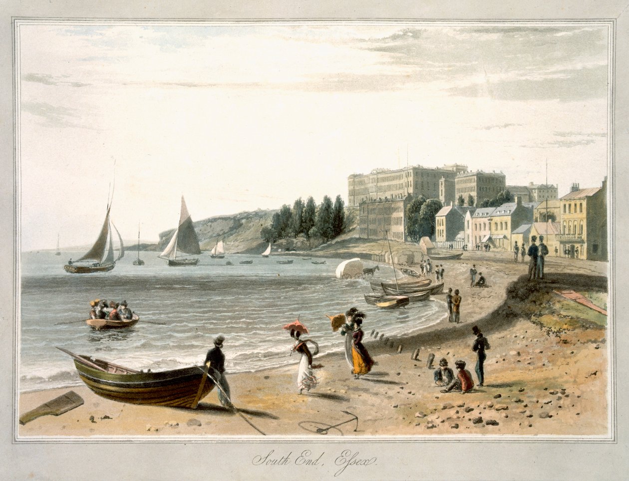 Southend, z knihy "A Voyage A Great Britain Undertaken between the Years 1814 and 1825" vydané v roce 1829. od William Daniell