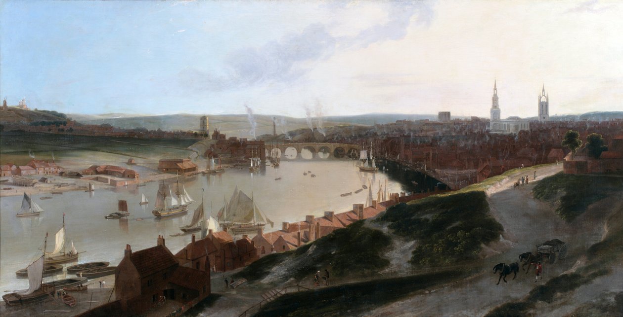 Pohled na Newcastle upon Tyne, pořízený z větrného mlýna na východ od St. Ann
