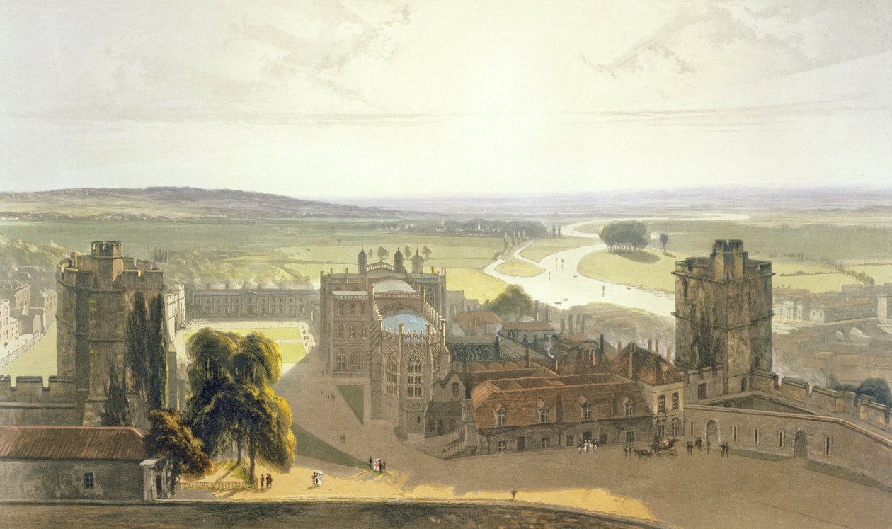 Windsor Castle, z kompilace pohledů na Windsor, Eton a Virginia Water, c.1825-30 od William Daniell