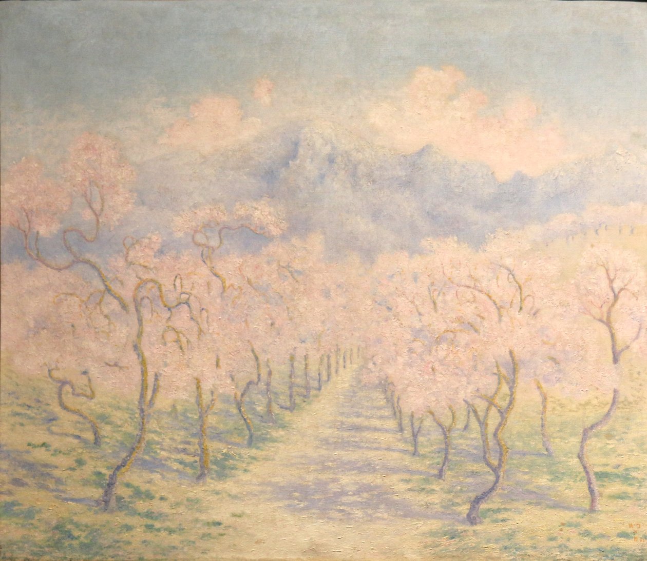 Les amandiers, Balearesn Anglicky: Almond trees, Balearicn Nederlands: De amandelbomen, Balearenn od William Degouve de Nuncques