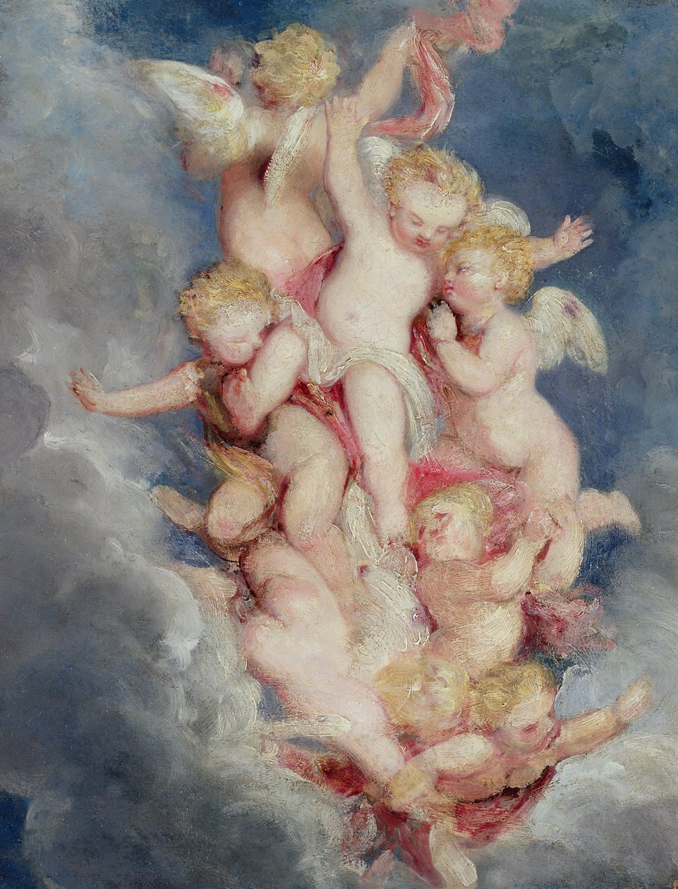 Putti Ascending (olej na desce) od William Derby