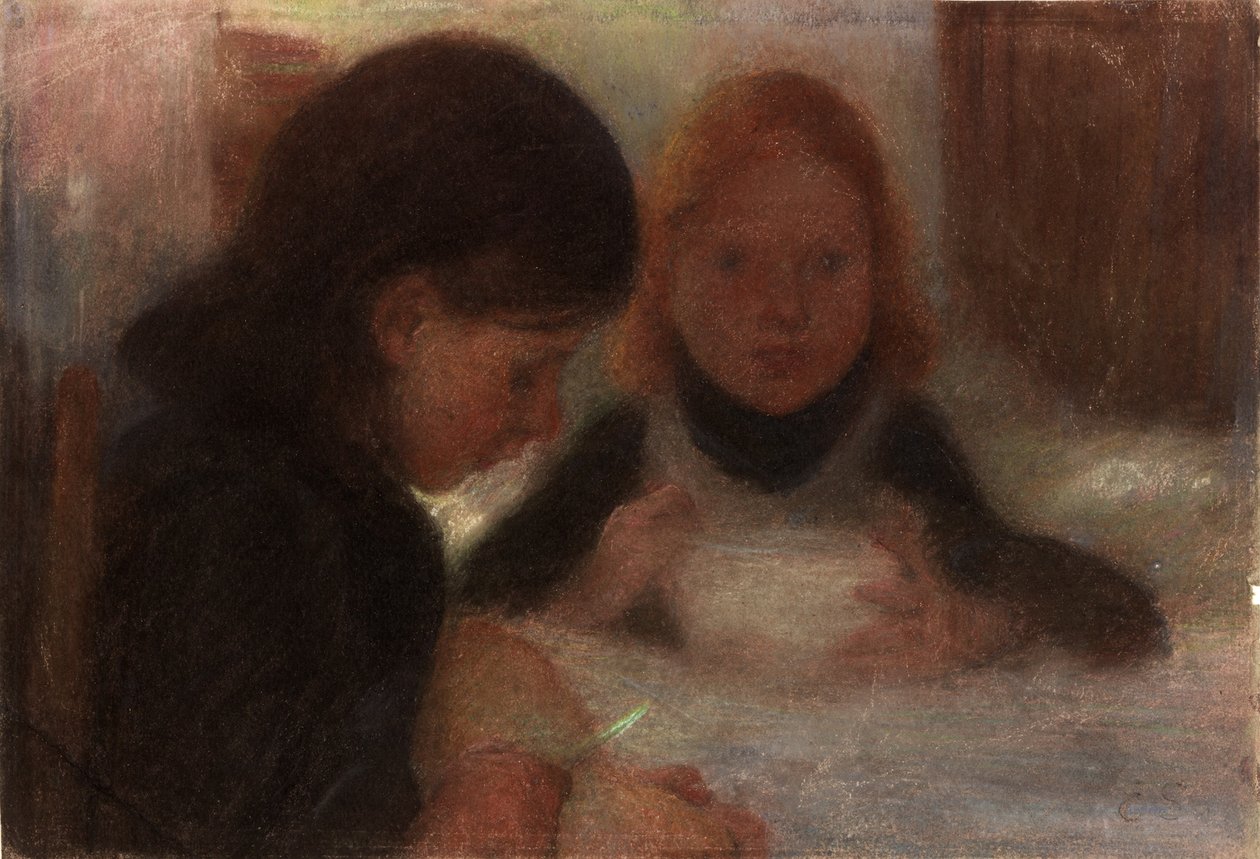 Studium na „nedělní ráno“ (pastel a tužka na papíře (na kartičce)) od William Edward Stott