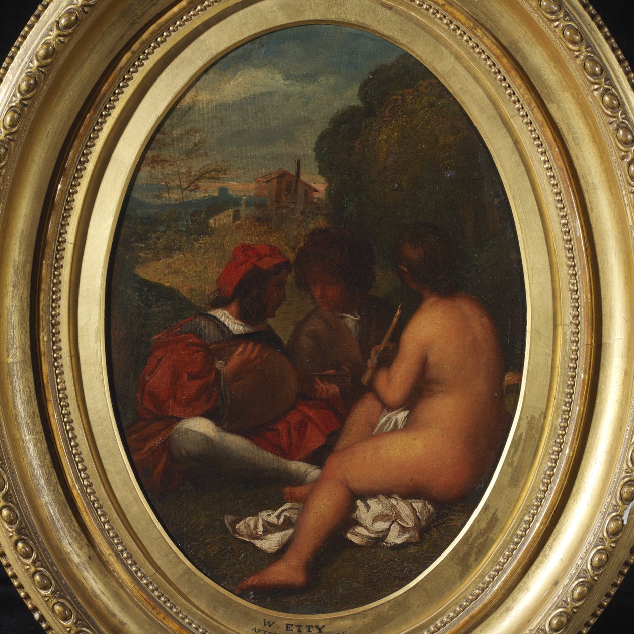 Le Concert Champetre, podle Tiziana (olej na plátně položeném na palubě) (viz také 283748) od William Etty