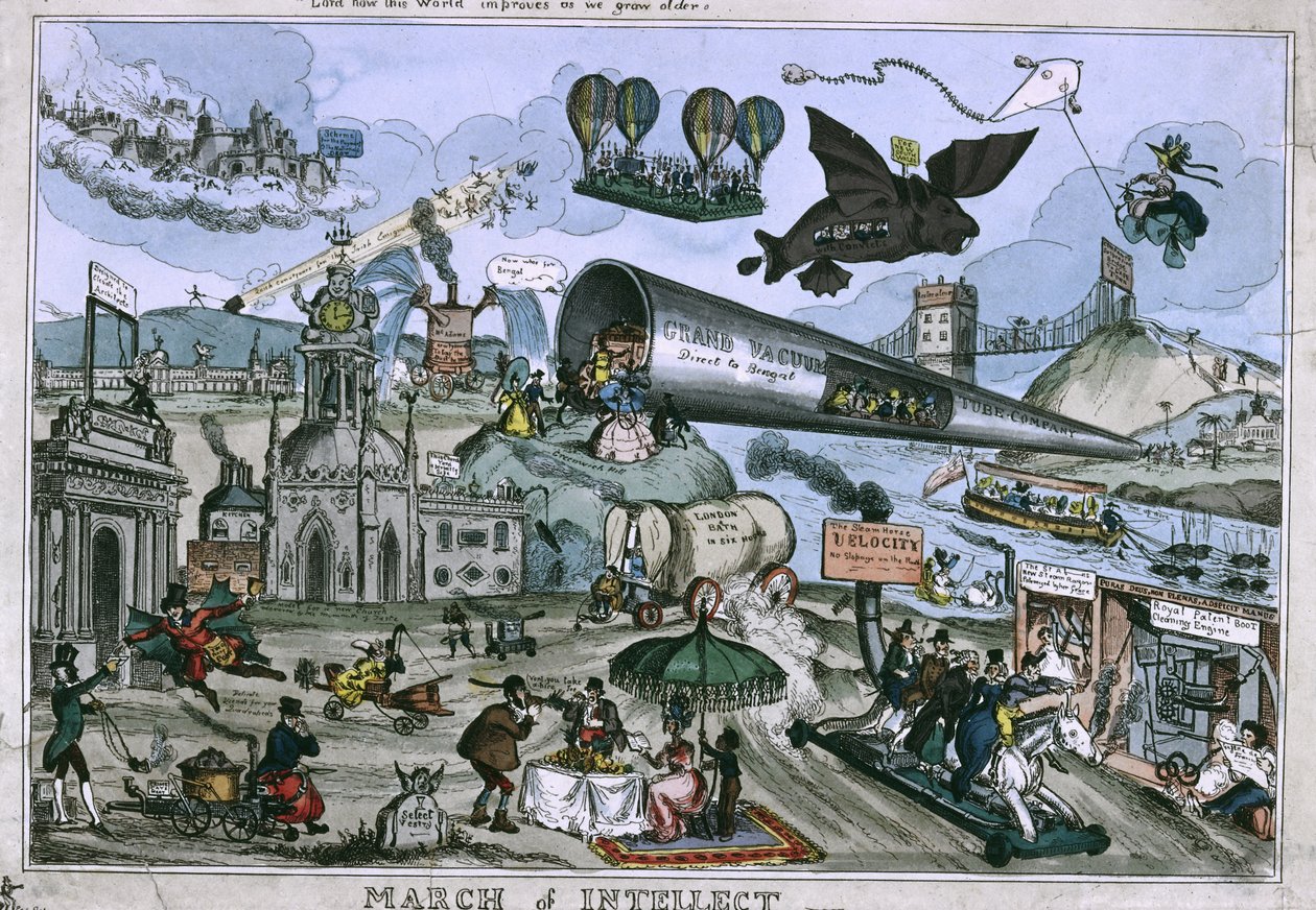 March of Intellect, publikoval Thomas McLean, 1829 (barevný lept) od William Heath