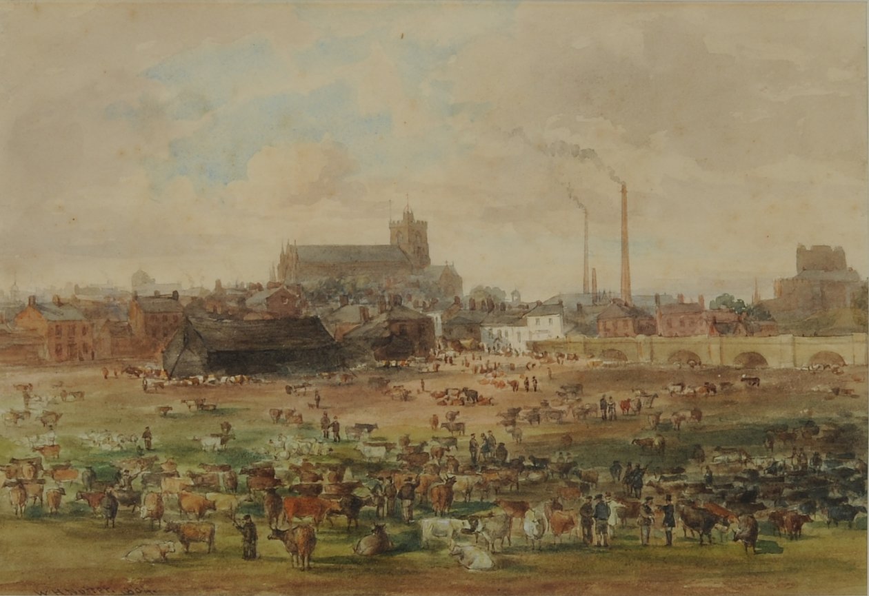 The Sands, Carlisle – The Cattle Market, 1864 (wc na papíře) od William Henry Nutter