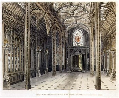 Gotická zimní zahrada, Carlton House, z knihy Pynes Royal Residences, vydané v roce 1818 od William Henry Pyne