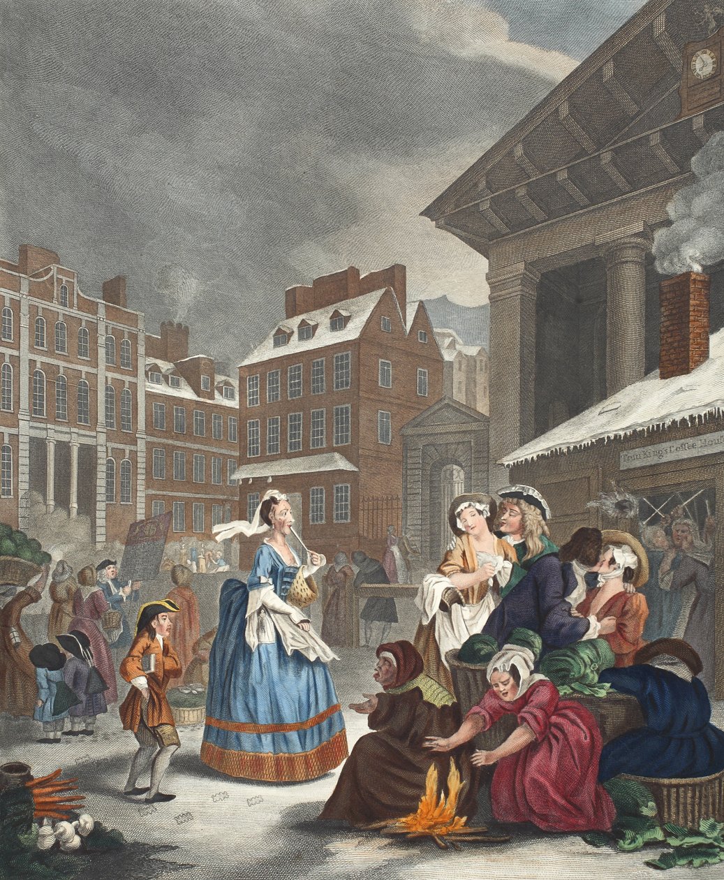 Denní doba: Hogarth Restored: Hogartha, přebásněné Thomasem Cookem", vyd. 1812 (ručně kolorovaná rytina) od William Hogarth