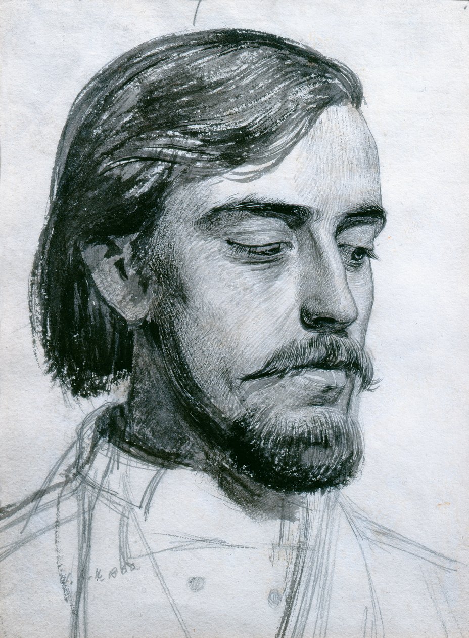 Studie pro hlavu Valentýna, 1880 (wc) od William Holman Hunt