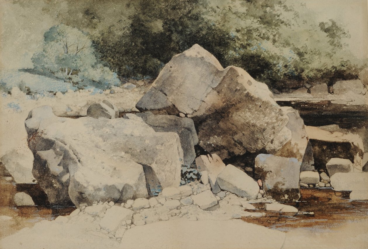 Rocks in a Mountain Stream, 1840-58 (wc na papíře) od William James Blacklock