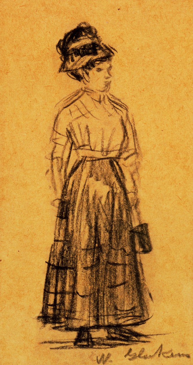 Žena v černém klobouku a černé sukni od William James Glackens