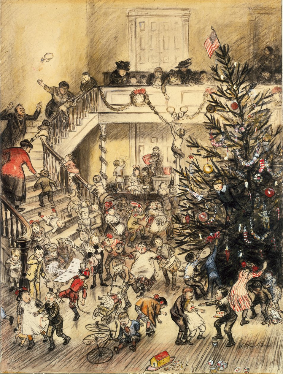 Yuletide Revel (umýt inkoust a wc na papíře) od William James Glackens
