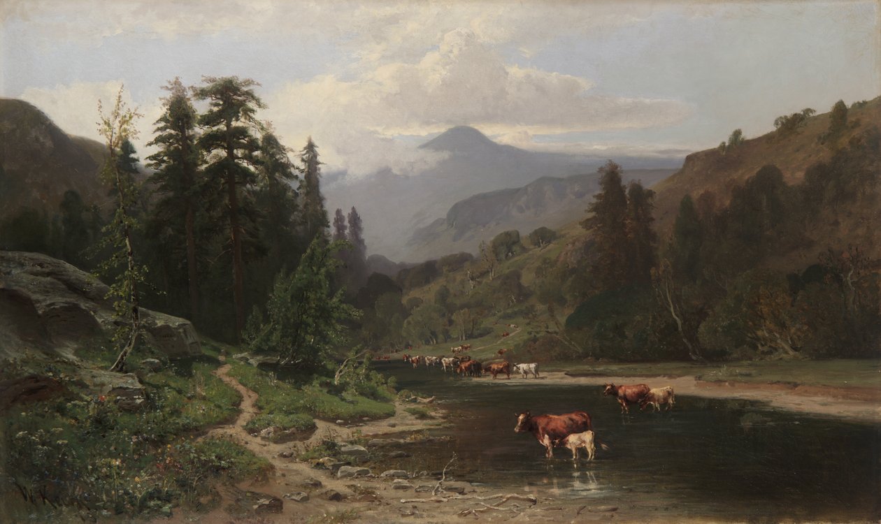 Horská krajina s dobytkem, 1879 od William Keith