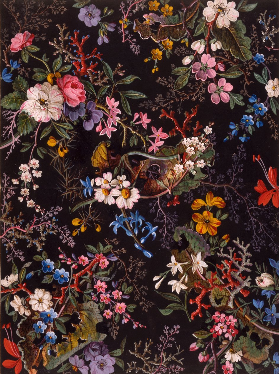 Textilní design, c.1788-92 (wc na papíře) od William Kilburn