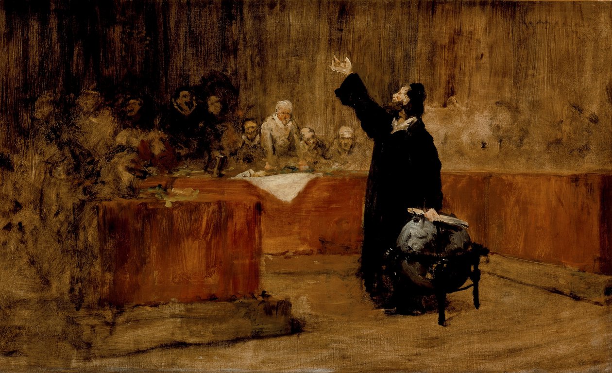 Náčrt pro Kolumba před koncilem v Salamance, kolem roku 1876 od William Merritt Chase
