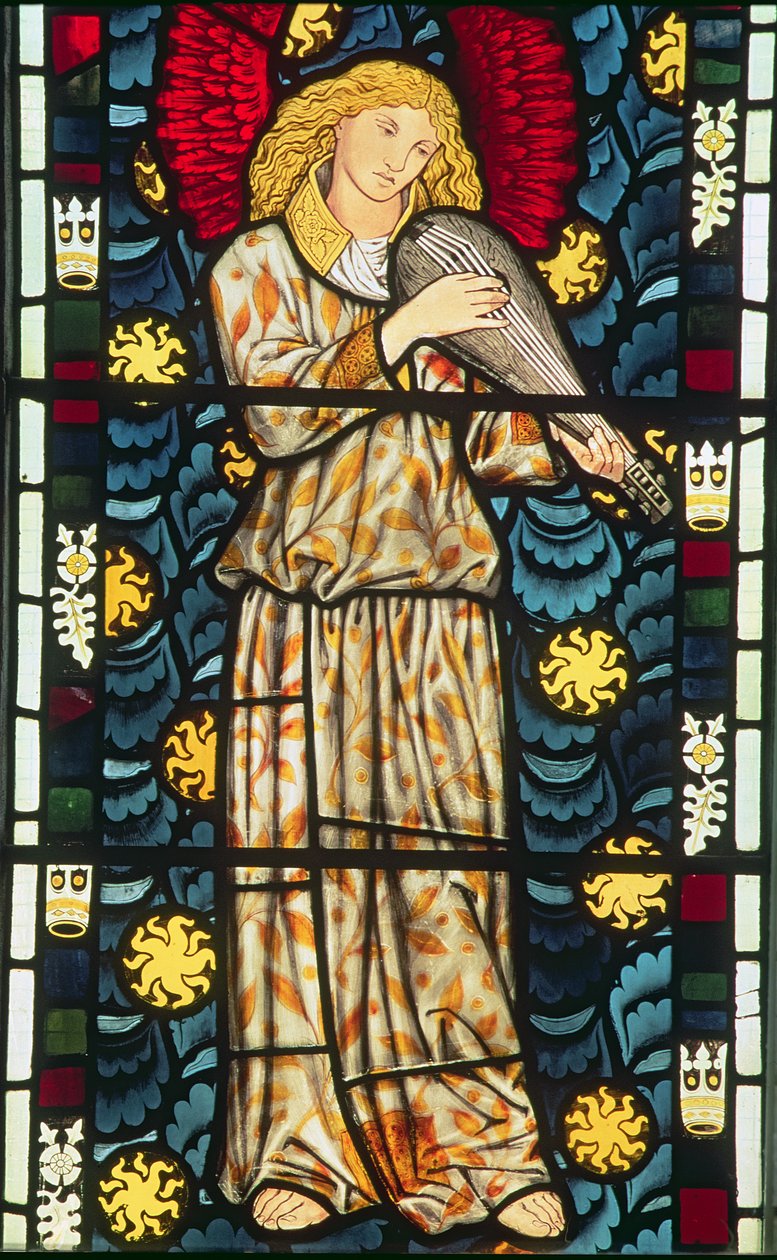 Anděl s rebeckou, 1869 (vitráže) (viz také 54923 a 77951) od William Morris