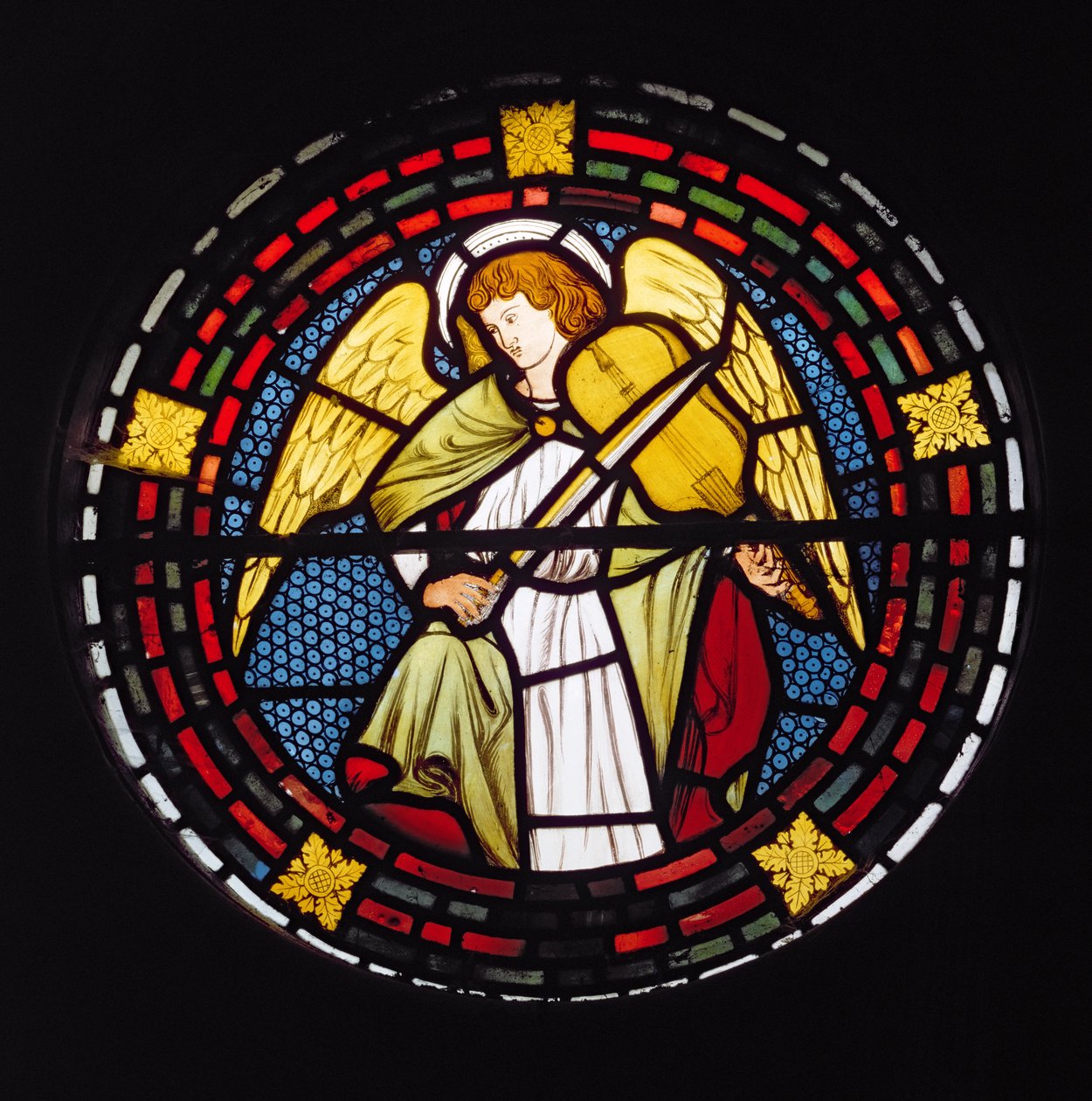 Anděl s houslemi, 1861 (vitráž) od William Morris
