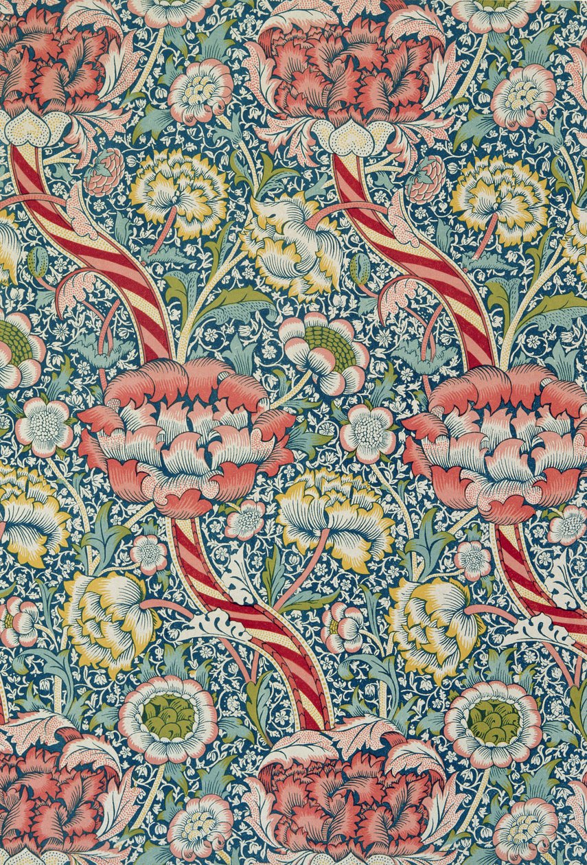 Tkanina s potiskem "Wandle", vyrobená Morris and Co. a Aymer Vallance, z "The Art of William Morris", hospoda. 1897 od William Morris