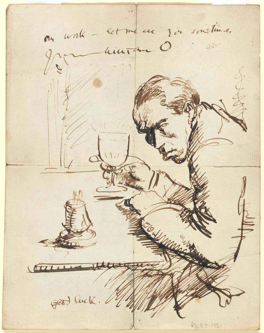 Autoportrét (pero a hnědá tuš na papíře) od William Orpen