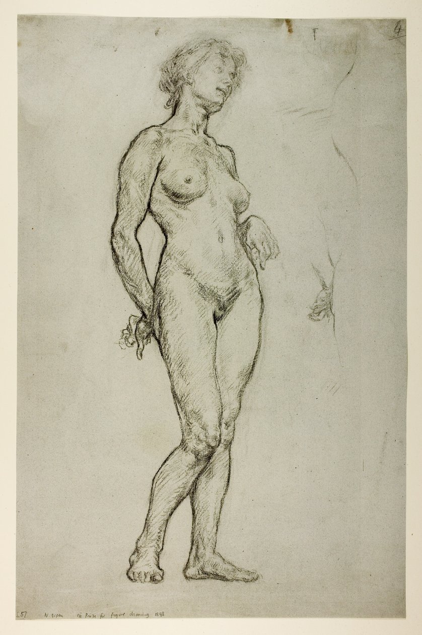 Studie ženské postavy, 1898 (křída na papíře) od William Orpen