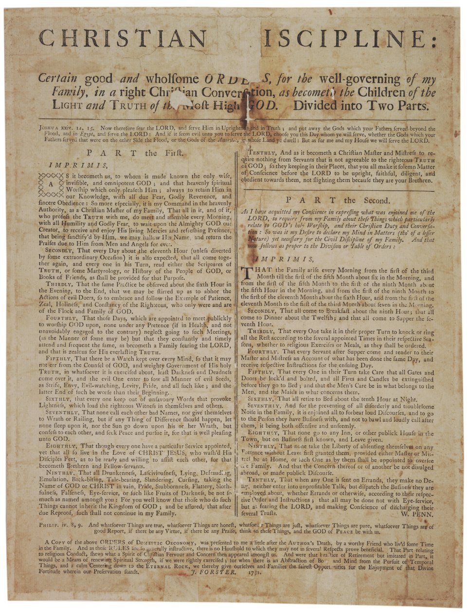 Křesťanská kázeň: Určité dobré a zdravé řády pro dobré vedení mé rodiny..., 1751 od William Penn