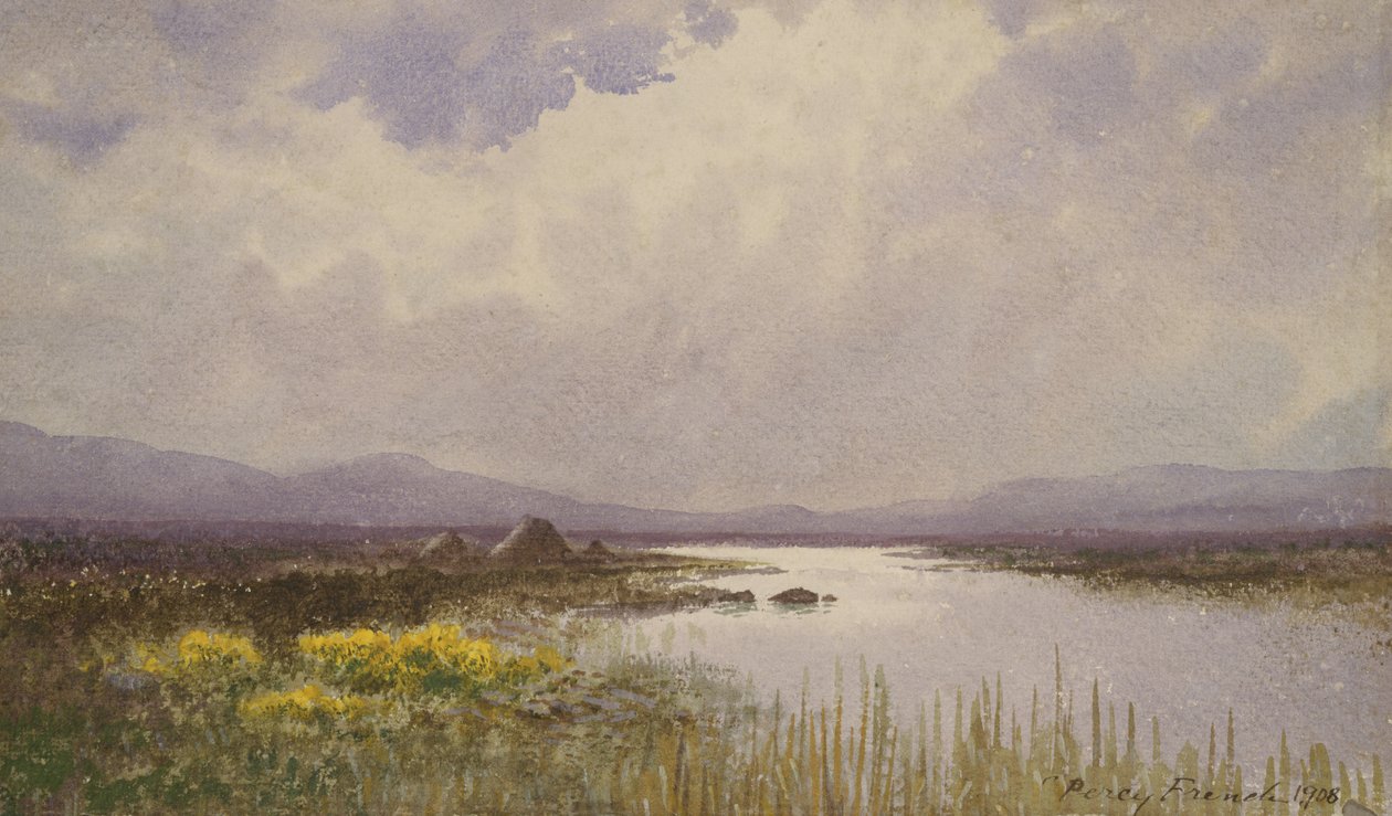 Krajina Connemara, 1908 (čb na papíře) od William Percy French