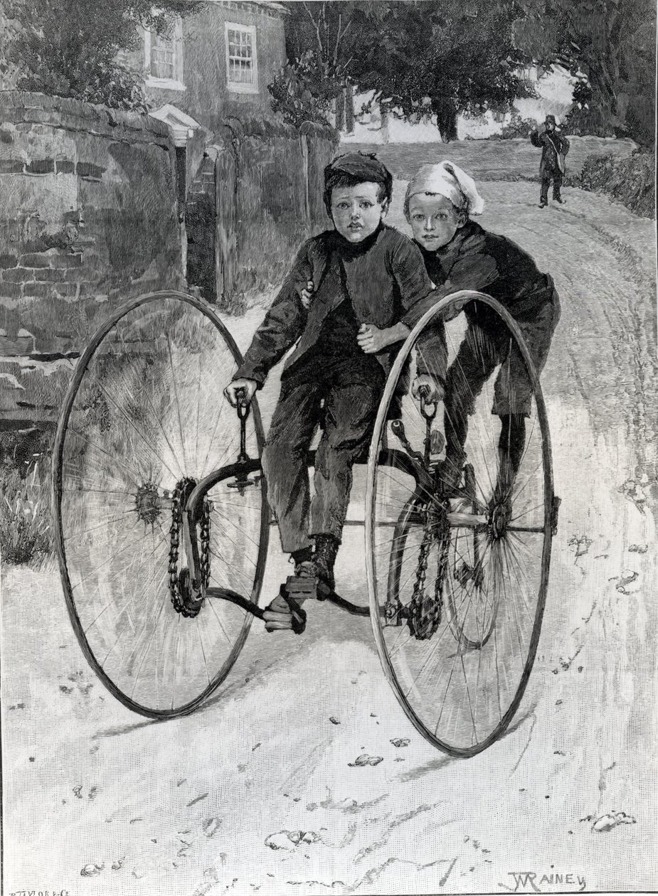 Ukradený oř, dva chlapci na tříkolce, 1891 od William Rainey