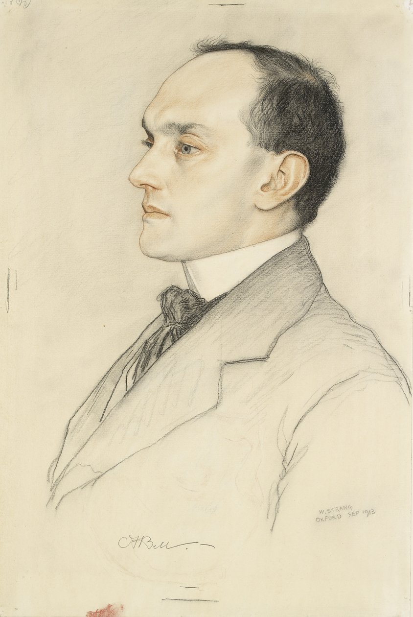 Portrét Charlese Francise Bella, 1913 (barevné pastelky na světle okrovém preparátu) od William Strang