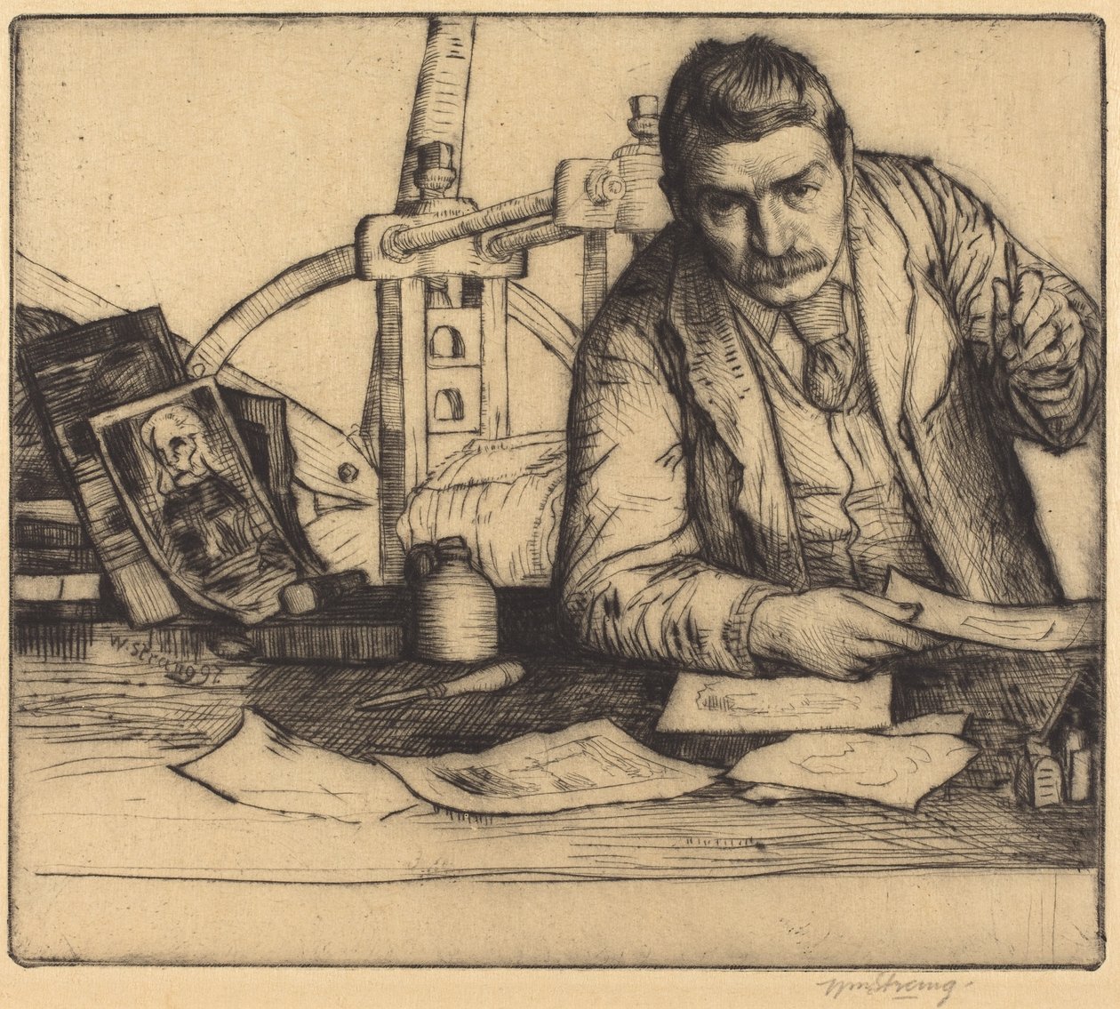 Autoportrét, 1897 (suchá jehla) od William Strang