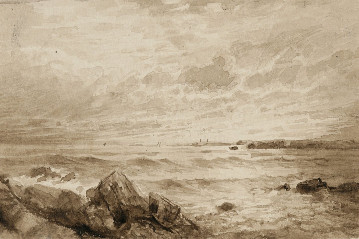 Skály a moře (praní na papíře) od William Trost Richards