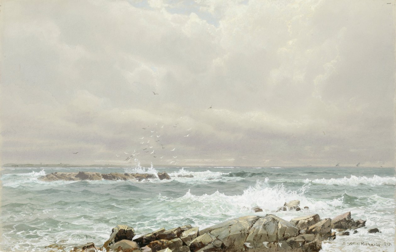 Přímořská krajina, 1875 (wc a kvaš na smetanově tkaném papíře) od William Trost Richards
