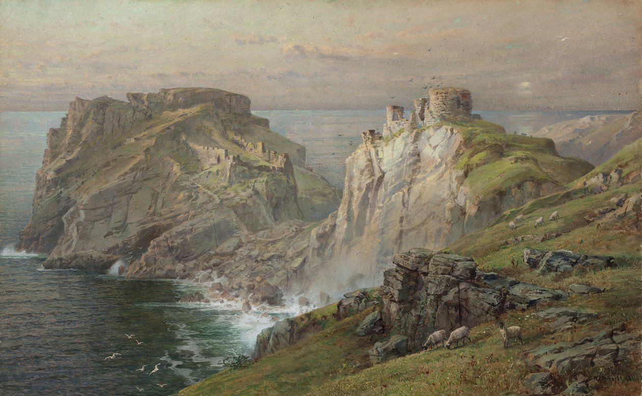 Tintagel, 1881 (wc na papíře namontované na desce) od William Trost Richards