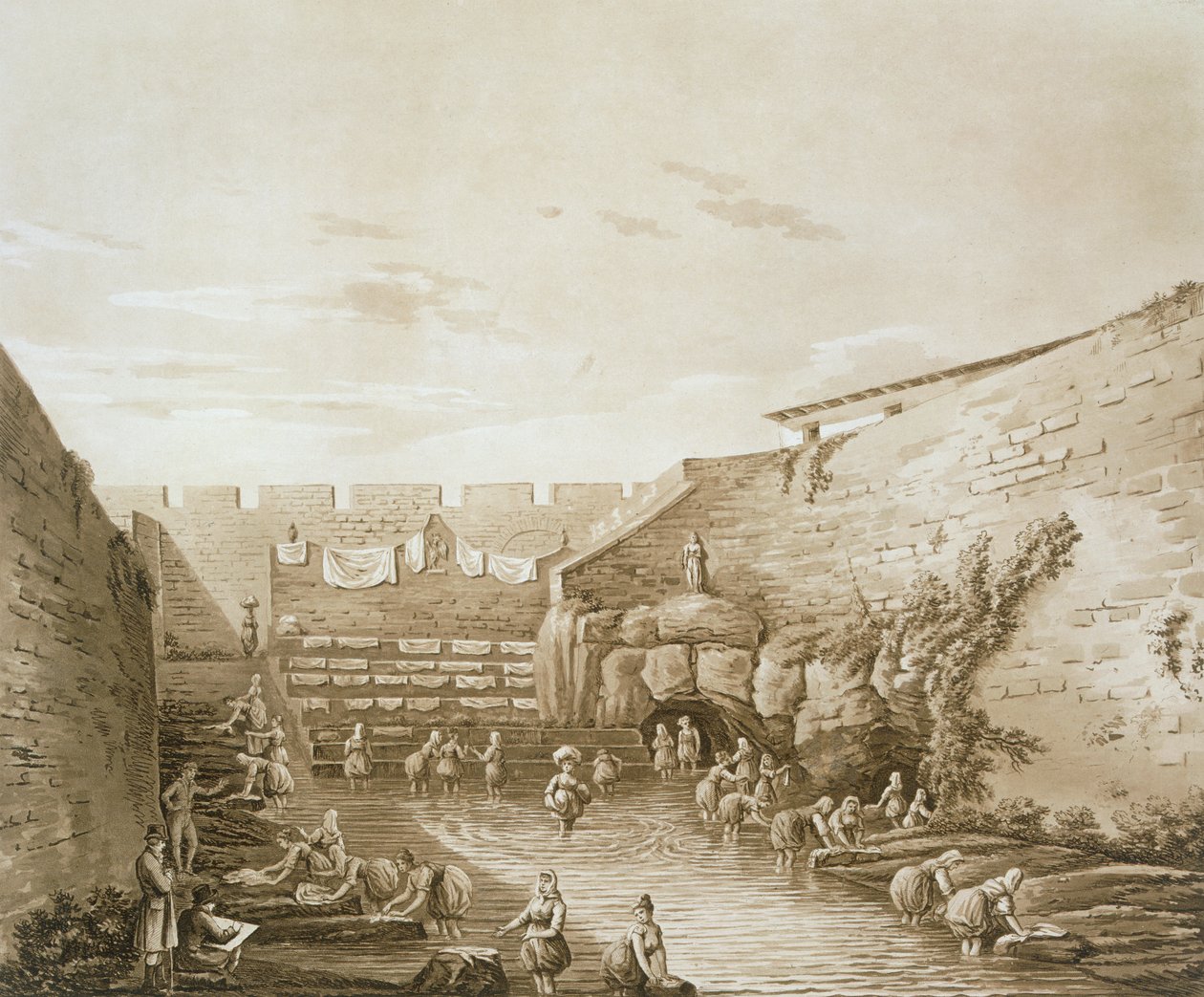 Pračky u Arethusiny kašny, z knihy Starožitnosti z Magni Graecia, vydané roku 1807. od William Wilkins