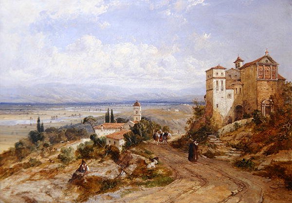 Dva kláštery v Nemi, Itálie od William (attr. to) Oliver