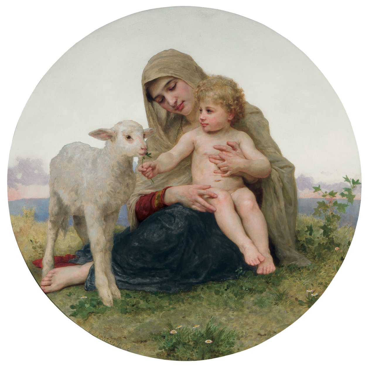 Panna s beránkem, 1903 od William Adolphe Bouguereau