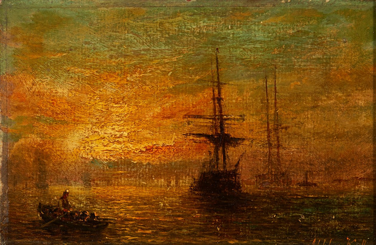 Veslování (olej na palubě) od William Adolphus Knell