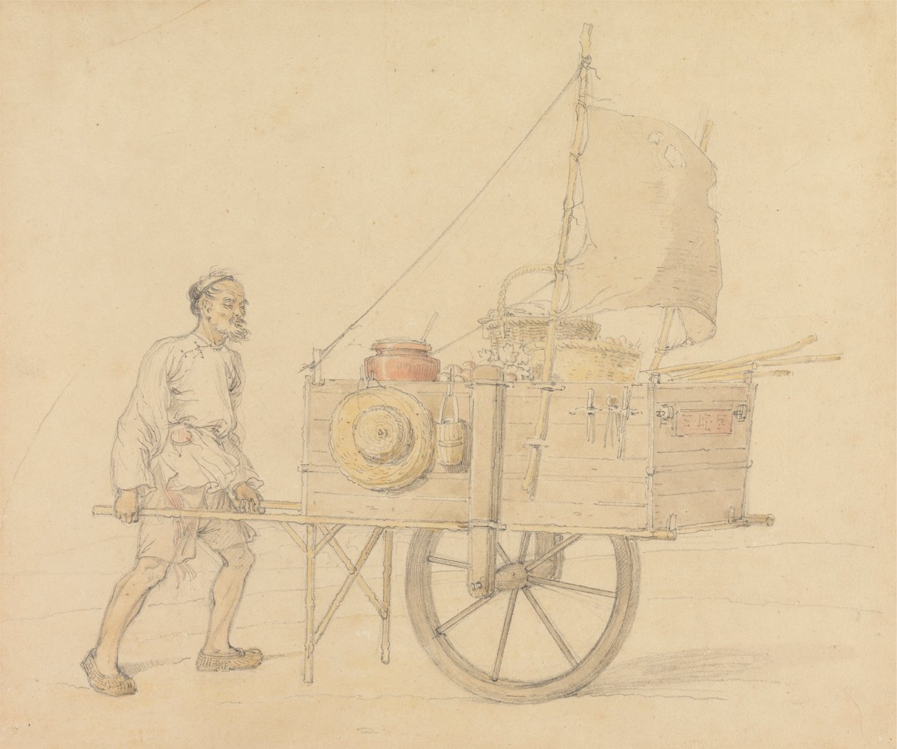 Čínský nosič s jeho Sail-Set Barrow od William Alexander