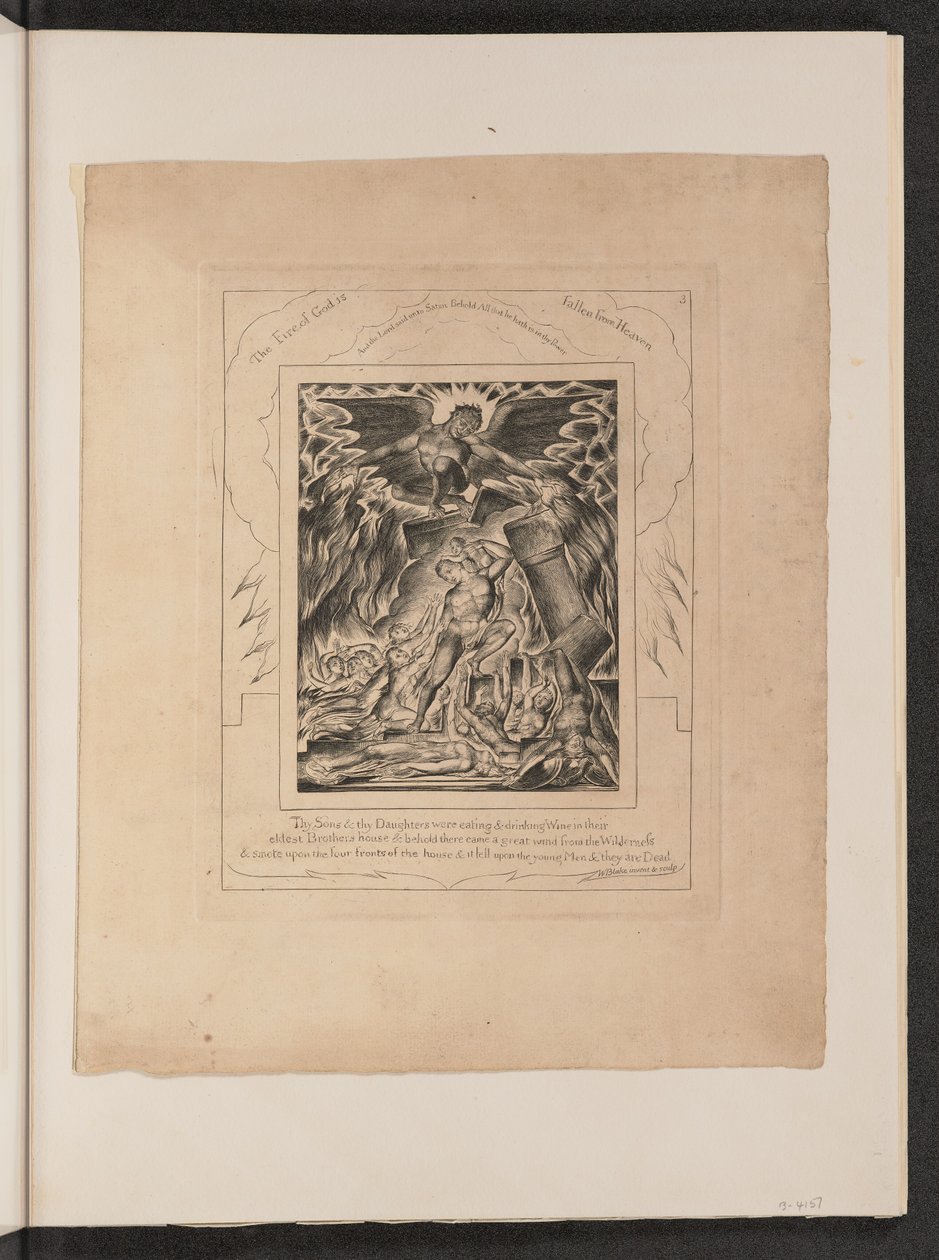 Jobovi synové a dcery přemoženi Satanem od William Blake