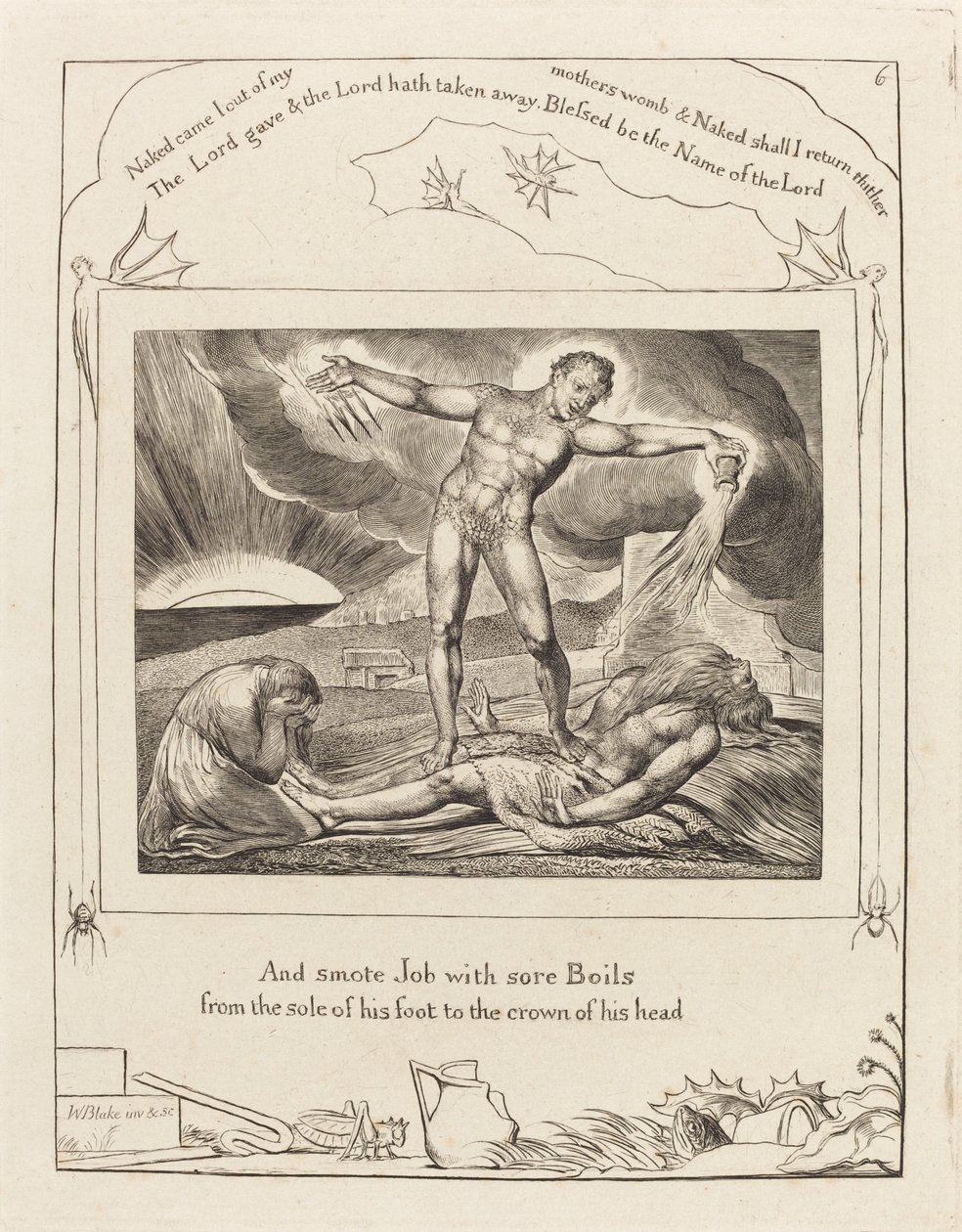 Satan Smiting Job with Boils, 1825. od William Blake