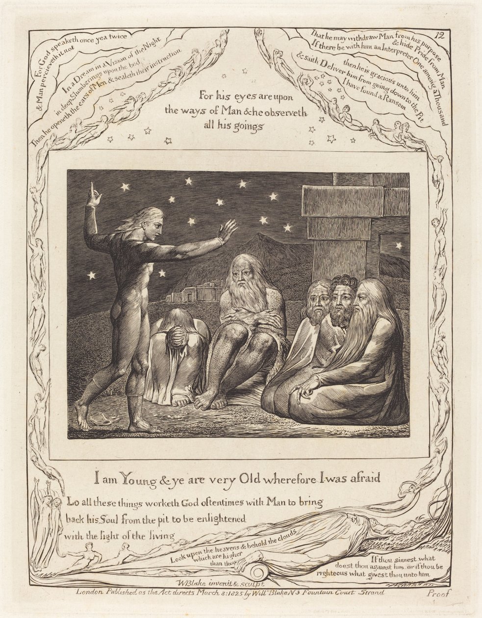 Hněv Elihu, 1825. od William Blake