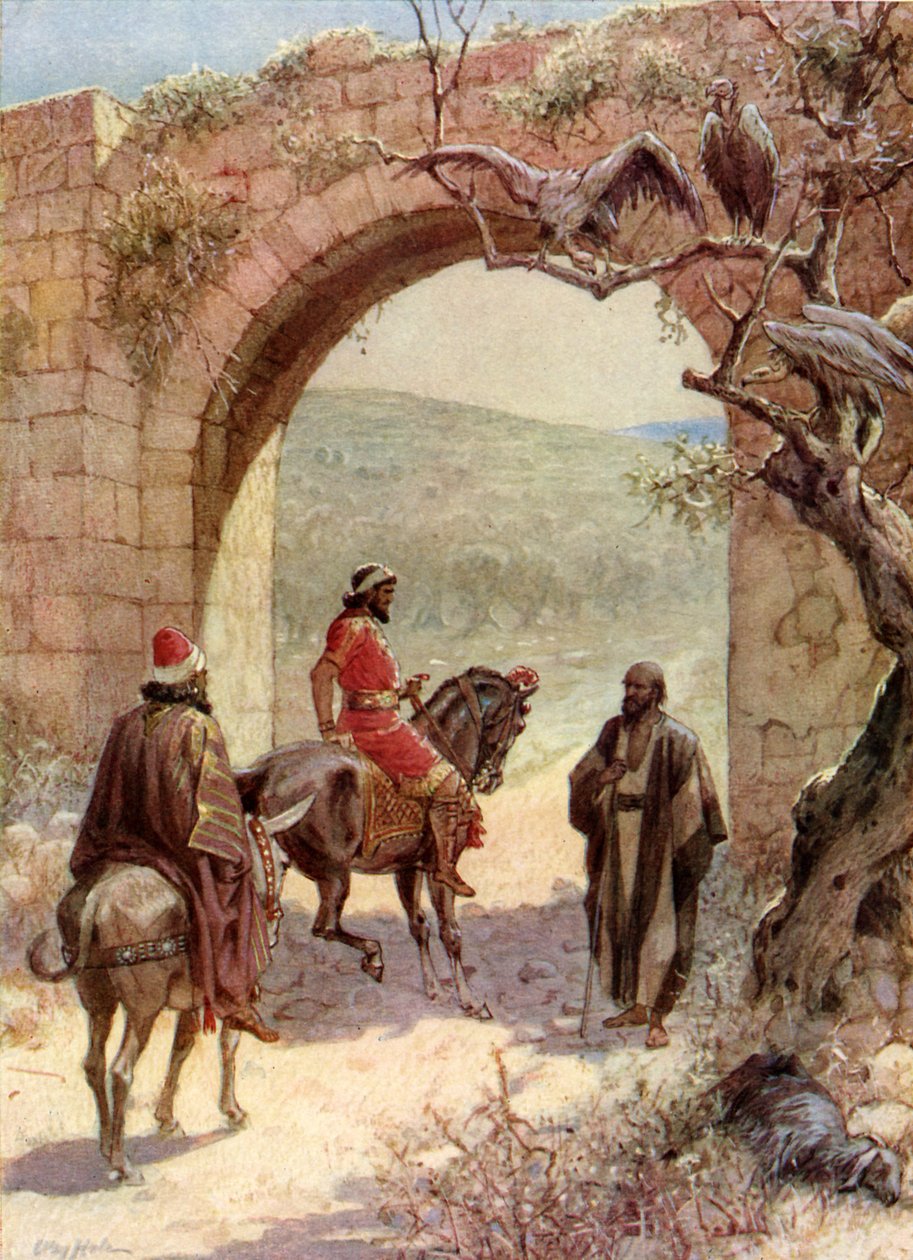 Achab a Eliáš se setkávají - Bible od William Brassey Hole