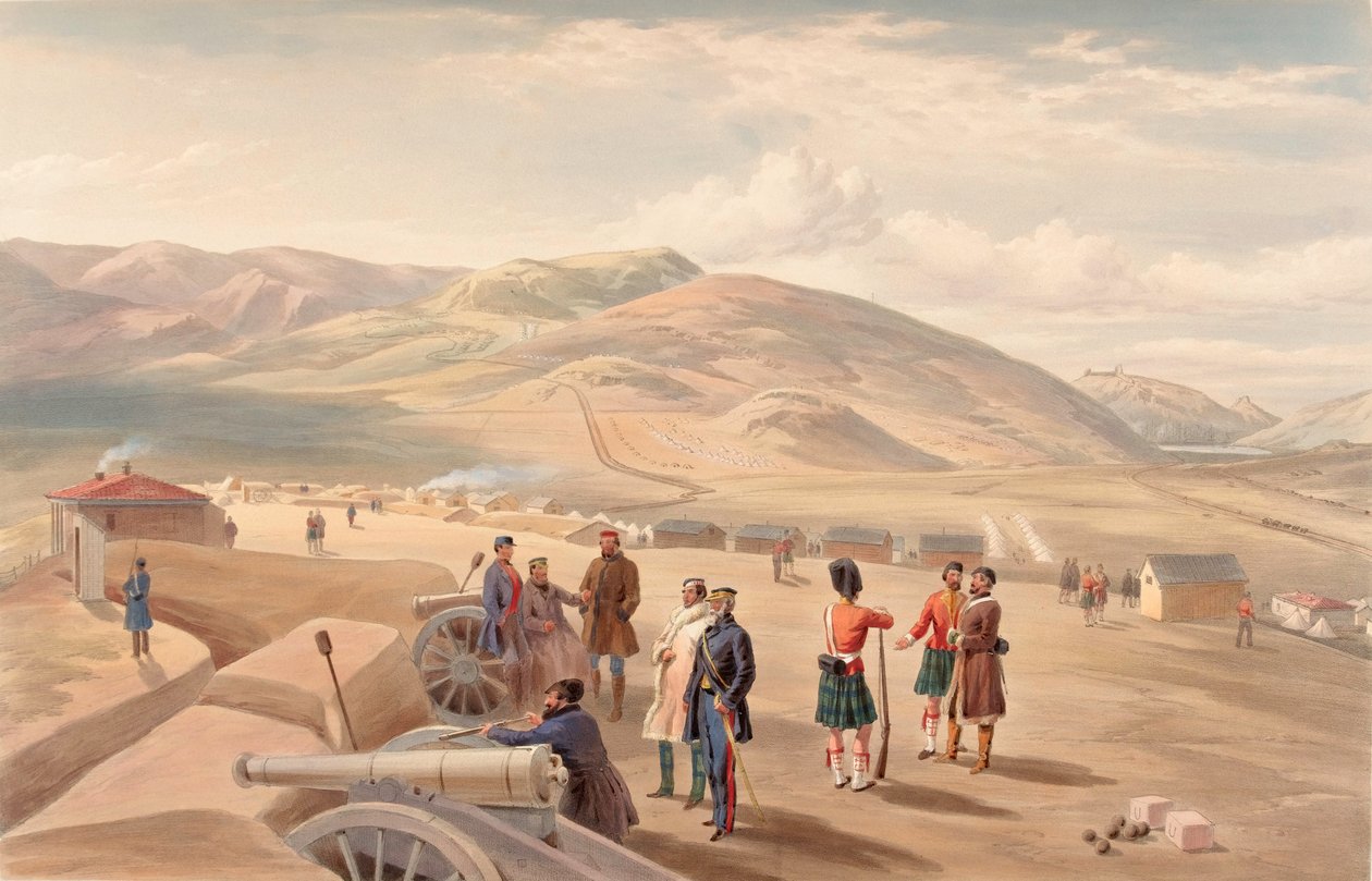 „Brigádní tábor Highland, při pohledu na jih“, 1855 od William Crimea Simpson