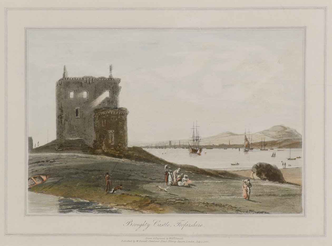 Hrad Broughty, Forfarshire od William Daniell