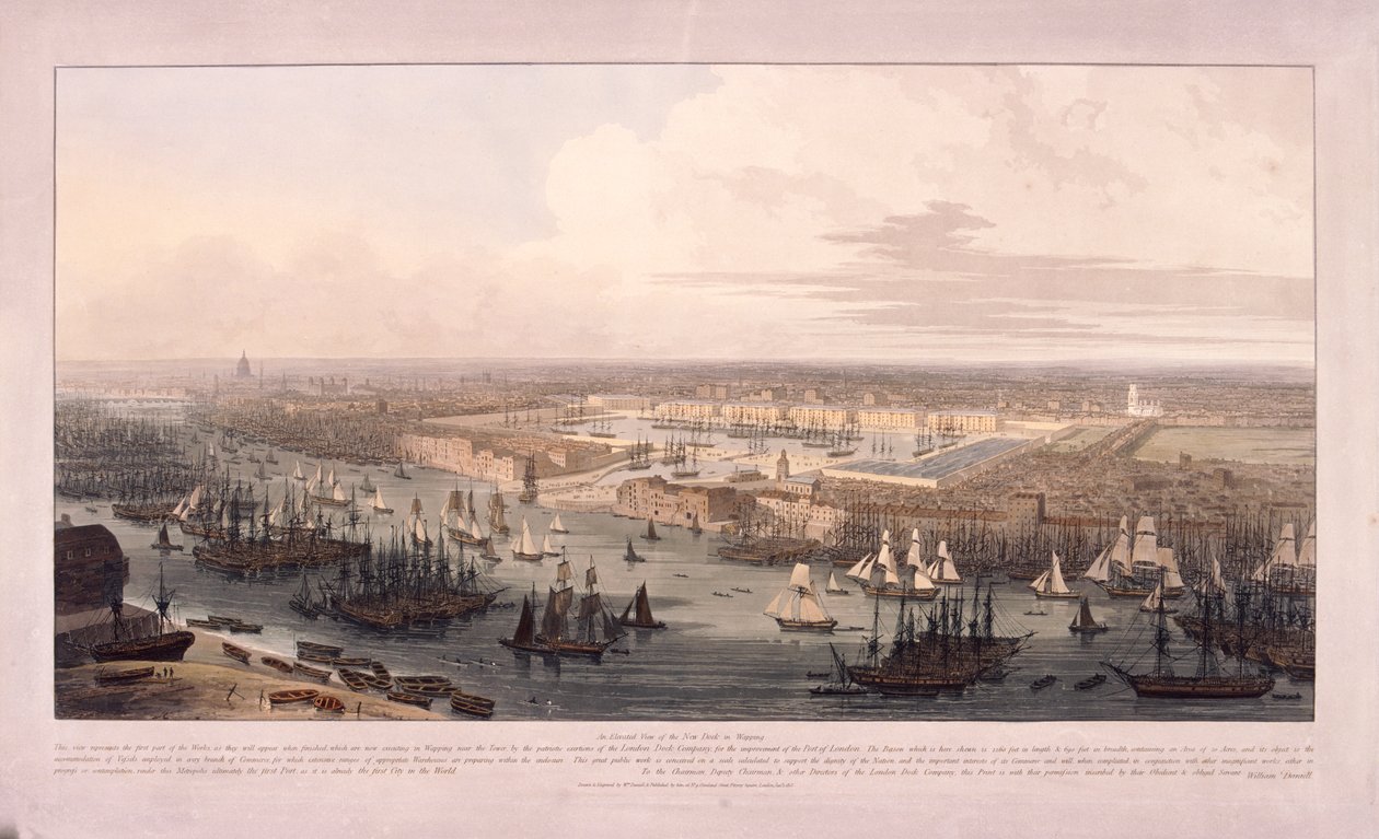 Londýnské doky, 1803 od William Daniell