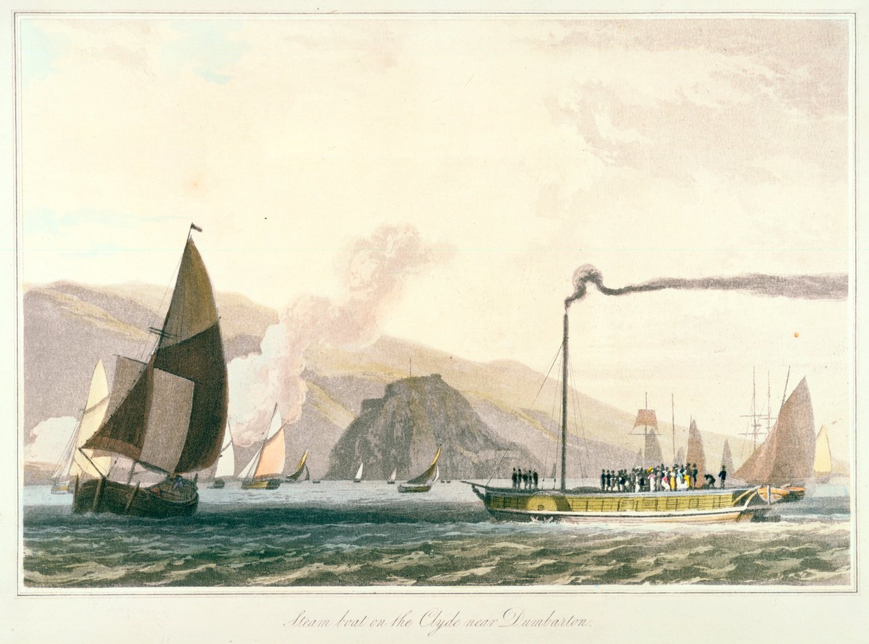 Parník na Clyde poblíž Dumbarton, c1814 od William Daniell