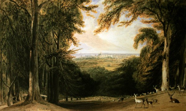 Zalesněná krajina, Windsor od William Daniell