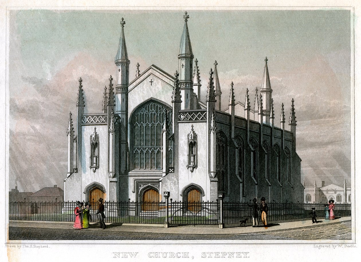 New Church, Stepney, Londýn, 1828. od William Deeble