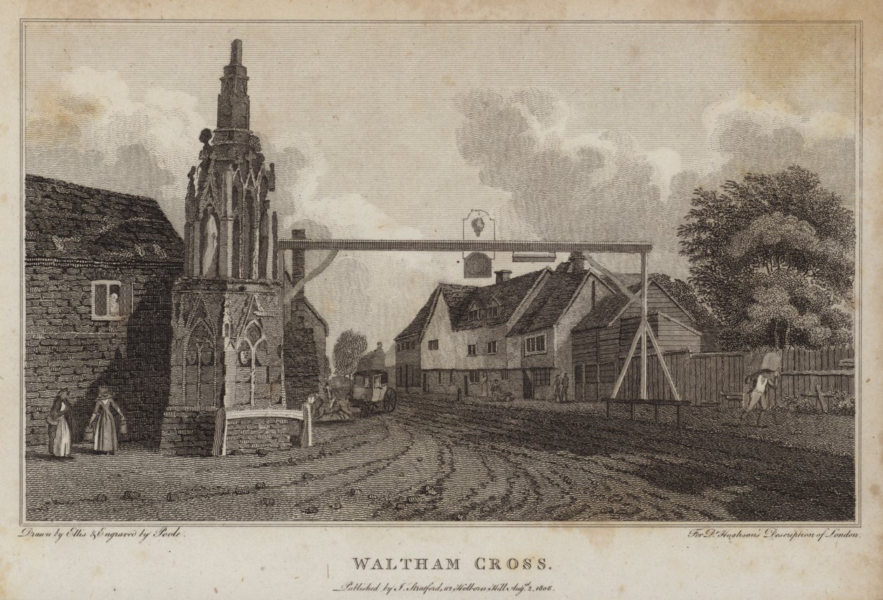 Waltham Cross, Londýn (rytina) od William Ellis