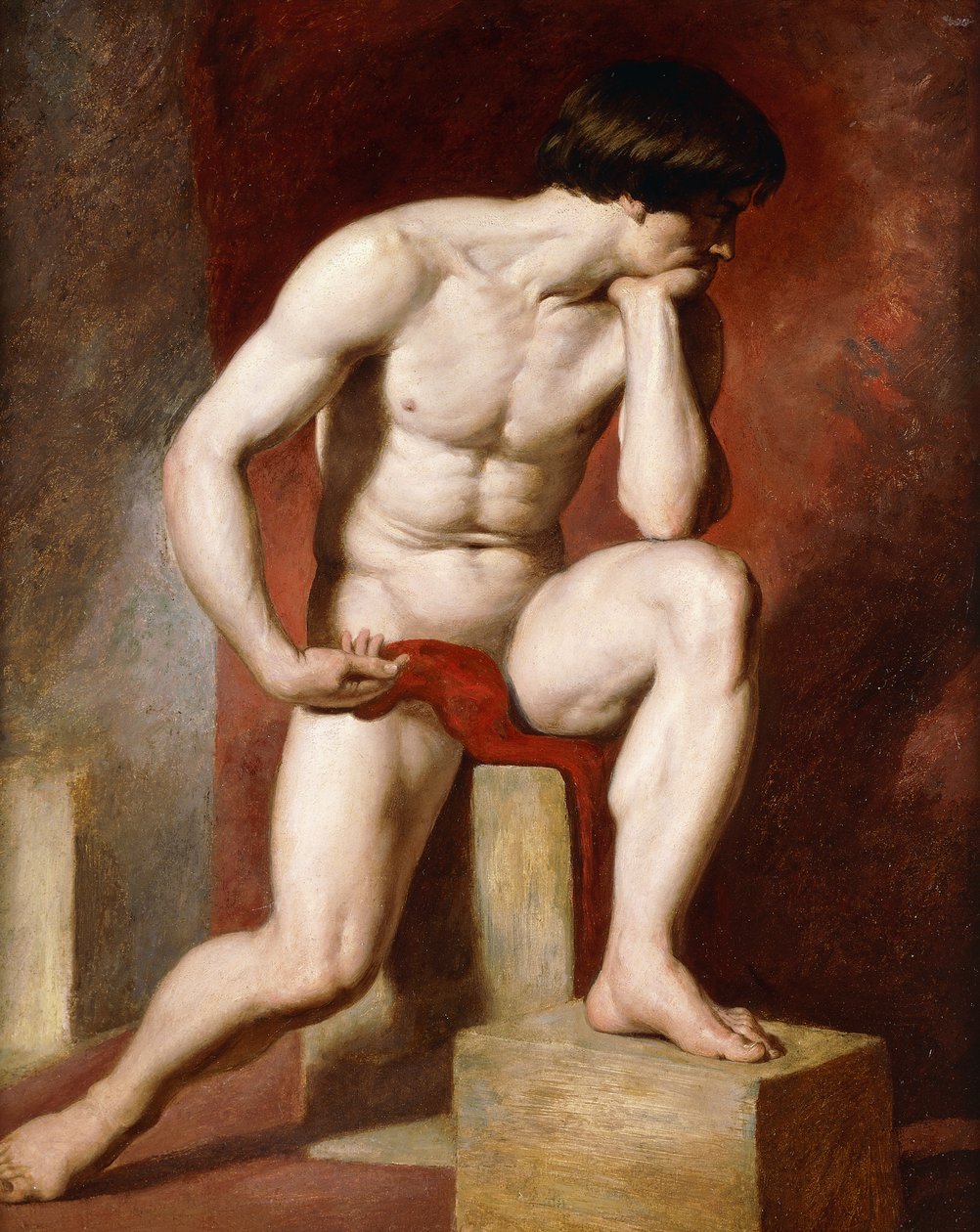 Mužský akt, sedící po celé délce, od William Etty