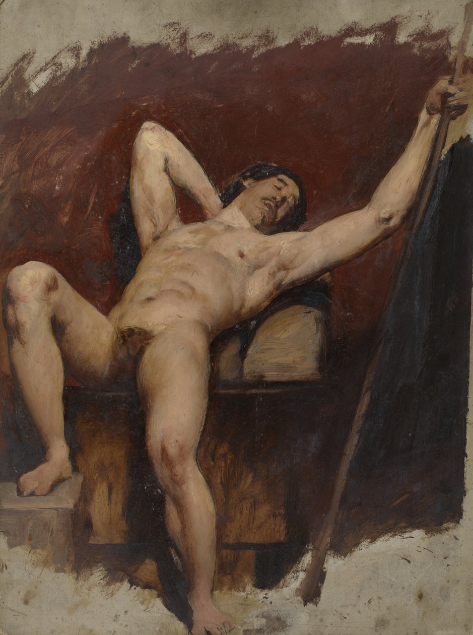 Ležící mužský akt, zvednuté pravé koleno, 1815-45 od William Etty